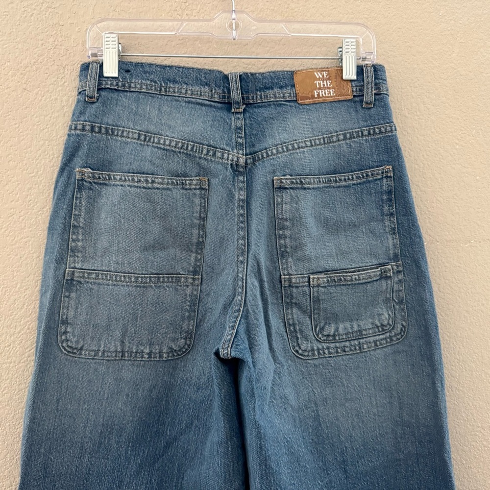 Free People Piper Wide Leg Crop Jeans 27 Med Denim Wash Casual 90s Retro boho - Picture 12 of 14